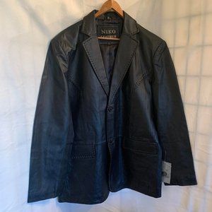 NWT Niko Men's Black Leather Blazer Jacket Size XL